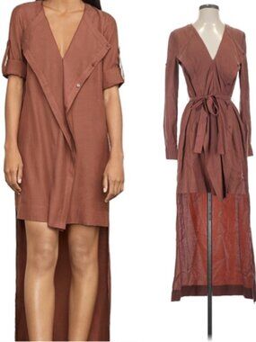 NWT BCBG MAXAZRIA Gabriella High Low Dress Henna Brown Size XXS